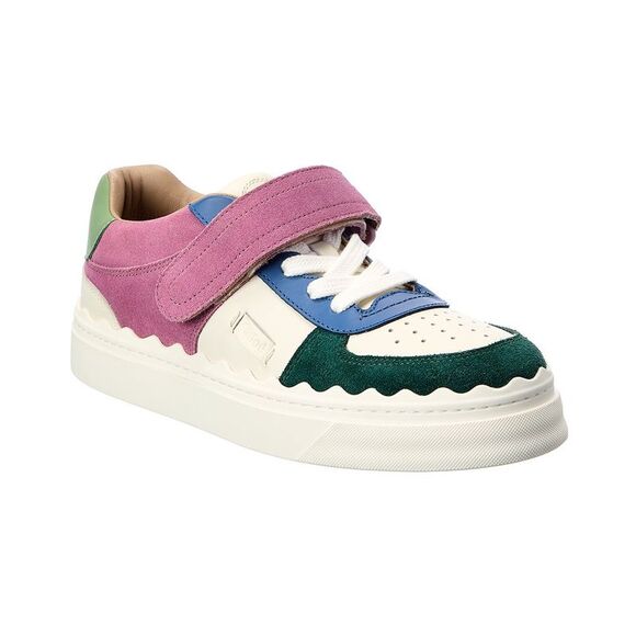 Chloé Shoes - Chloé Lauren Leather & Suede Sneaker, White
